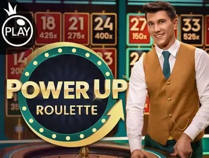 Official Live Dealer logo: Power UP Roulette by Pragmatic Play at Casino Kingdom